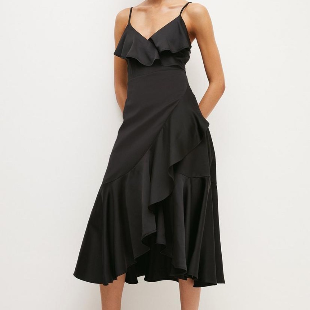 KAREN MILLEN Soft Tailored Cami Ruffle Drape Dress